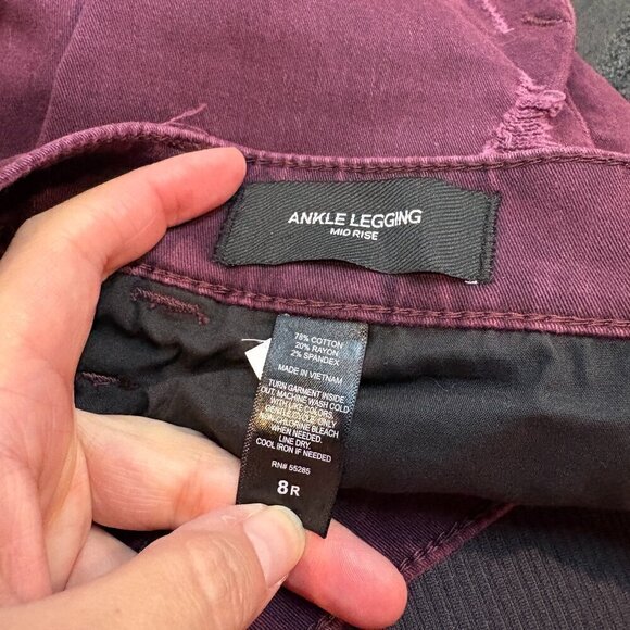 Express burgundy Mid Rise Ankle Legging jeans - Picture 5 of 5